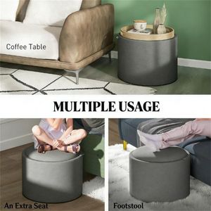 Circular Coffee <b>Table</b> <b>Stool</b> <b>with</b> Storage Space Convenient Ottomans & <b>Stools</b> - Product Image 4