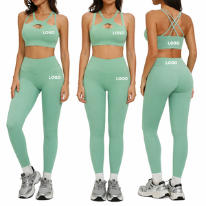 High Quality Seamless Yoga Set Sports Bra <b>Shorts</b> Elastic Waist Comfortable Breathable Activewear 4-Piece Set Eco-Friendly Quick - Product Image 2