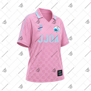 เสื้อโปโลฟุตบอลแบบสปอร์ตคอวีลายตารางหมากรุกสำหรับผู้หญิง ผลิตโดยบริษัทกรีกแจ็คแอนด์จิล ออฟ อเมริกา อิงค์ ขายส่ง - Product Image 2