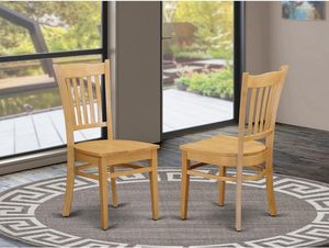 East West Furniture Groton <b>Dining</b> <b>Chairs</b> with Slat Back & Solid Wooden Seat, <b>Set</b> <b>of</b> <b>2</b>, Oak - Product Image 3