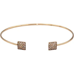 กำไลข้อมือทองคำ 14k โรสโกลด์ประดับเพชรทรงกลมปลายปิรามิด 0.40 กะรัต - Product Image 1