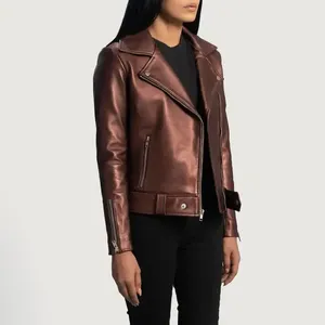 Chaqueta de Cuero Personalizada para Mujer, Impermeable, Reversible, Talla Grande, con Cierre y Bordado OEM - Product Image 3