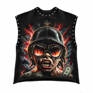 Débardeur personnalisé tendance vintage avec imprimé graphique, 100% coton jersey, tissu écologique, sans manches, unisexe, vente en gros OEM - Product Image 1