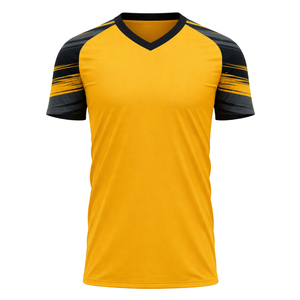 Camiseta de Fútbol Amarilla con Cuello en V para Hombre, Manga Corta, Impresión Sublimada, Secado Rápido, Ropa Deportiva de Poliéster, Corte Regular - Product Image 2