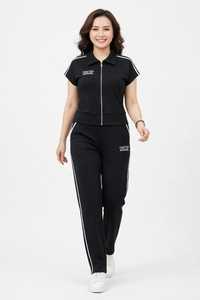 <b>Women's</b> Maroon <b>White</b> Color Block Printed 2-in-1 <b>Tracksuit</b> Set Full Sleeve Turtleneck Zipper Sporty Loose Fit Joggers Front Side - Product Image 3