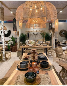 โคมไฟระย้าขนาดใหญ่สำหรับห้องนั่งเล่นหรือล็อบบี้โรงแรม โคมไฟทำจากหวายธรรมชาติ โคมไฟแขวนสำหรับโต๊ะอาหาร - Product Image 2