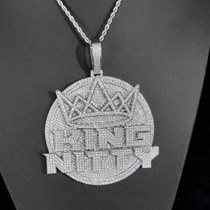 Mens Moissanite Pendant 925 Silver Iced <b>Crown</b> <b>King</b> Name Custom Statement Necklace Luxury Street Style Gifts For Men Bold Edition - Product Image 2