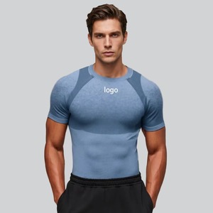Custom Compression Workout Tee Manufacturer Athletic Fitness Apparel Cotton Polyester <b>Stretch</b> Fabric Embroidery Printing OEM ODM - Product Image 6