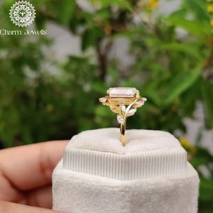 Charm Jewells <b>Cushion</b> Cut Moissanite IGI Certified Engagement Ring 18K Gold Plated Prong Setting Women's Classic Wedding Band 3 - Product Image 6