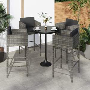 Ensemble de 4 tabourets de bar en polyrotin gris, collection de meubles de patio - Product Image 1