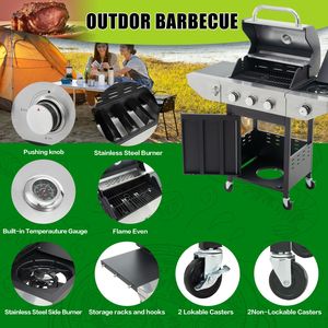 Grill a Gas Propano con 3 Bruciatori 37.000 BTU in Acciaio Inossidabile per Esterni, Patio, Giardino, Bar, Cucina - Barbecue a 3 Bruciatori - Product Image 6