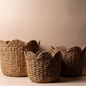 Scalloped Hyacinth <b>Basket</b> Decorative Storage Compact Eco Friendly Durable Natural Organizer <b>Basket</b> for Kid Room Decoration - Product Image 2