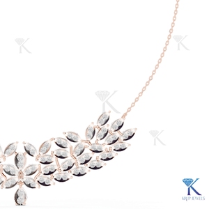 Elegant Lab Grown Diamond Cluster <b>Statement</b> <b>Necklace</b> Trendy 14K 18K Solid Gold Fine Women Jewelry Bridal Anniversary Gift - Product Image 4