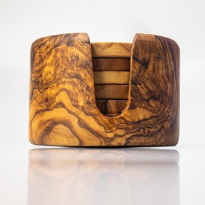 Round Wooden <b>Coaster</b> Set Natural Olive Wood <b>Drink</b> <b>Coasters</b> Durable Table Protection Accessories <b>for</b> Coffee Cups Tea Mugs Glasses - Product Image 2