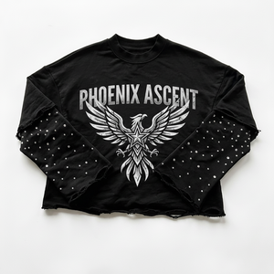 เสื้อยืดแขนยาวสองชั้นสไตล์วินเทจ พิมพ์ลายกราฟิกบนผ้าคอตตอนหนาน้ำหนักมาก ตกแต่งด้วยคริสตัล ล้างสีแบบแอซิดวอช ขนาดใหญ่พิเศษ - Product Image 2