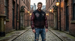 Premium Leather Dark Fantasy Warrior Eco-Friendly Breathable Oversized Varsity <b>Jacket</b> <b>Gothic</b> Streetwear Winter - Product Image 3