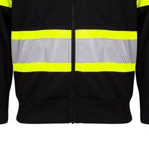 เสื้อฮู้ดสะท้อนแสง ANSI Class 2 คุณภาพสูง ขายดี พร้อมซิป ผ้าฝ้ายฟลีซ สำหรับงานอุตสาหกรรม ปรับแต่งได้เต็มที่ พร้อมไฟ LED - Product Image 4