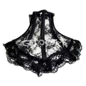 Corsé Gótico Negro con Encaje y Cuello Alto Victoriano con Varillas de Acero para Cosplay y Moda - Product Image 3