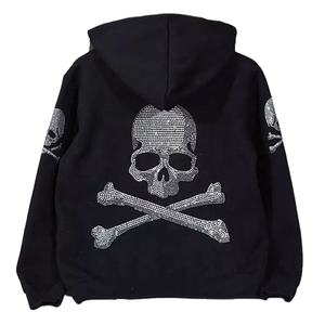 Personnalisé Nouveau Élégant Strass À Capuche Hiver Hommes Strass À Capuche Full Zip Us Thermique Hoodies 100% Coton - Product Image 1