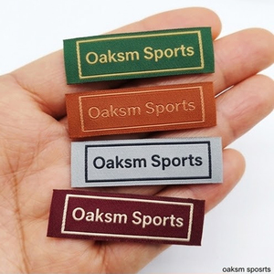 Étiquettes tissées rectangulaires Oaksm Sports, étiquettes drapeau, pliage d'un côté, étiquette de vêtement, logo personnalisé, bord coupé à chaud - Product Image 5