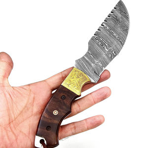 Cuchillo de Caza Multifuncional de Acero de Damasco Hecho a Mano, Hoja de Supervivencia de Alta Calidad Premium para Exteriores, OEM, Fija, con Funda de Cuero - Product Image 6