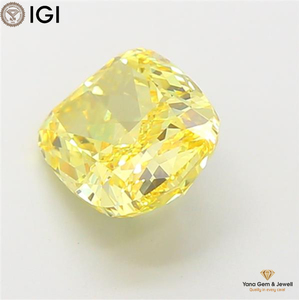 Diamant de laboratoire CVD de 3,50 carats, certifié IGI, taille coussin, couleur jaune vif fantaisie, clarté VS1, pour bague de fiançailles signature - Product Image 5