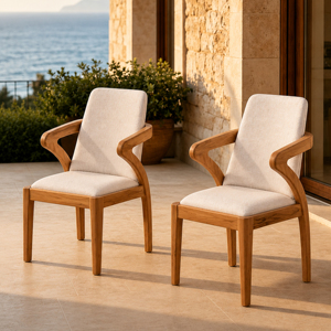 KLOPS LIVING Modern Solid Teak Wood <b>6</b>-Piece <b>Dining</b> <b>Chairs</b> <b>Set</b> Luxury Home <b>Dining</b> Furniture - Product Image 1