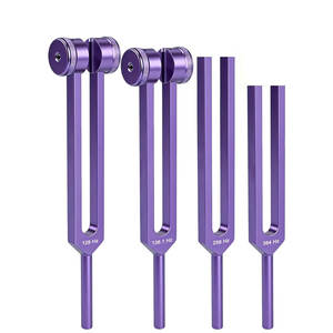 Juego de Diapasones para Sanación - 4 Diapasones de Terapia de Sonido de Diferentes Frecuencias (128Hz, 136.1Hz, 256Hz y 384Hz) de Aluminio - Product Image 1