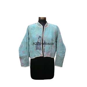 Veste Gudari faite à la main pour femmes, coton standard, style indien Kantha, multicolore, vintage, 100% pur, ethnique, écologique, printemps - Product Image 2