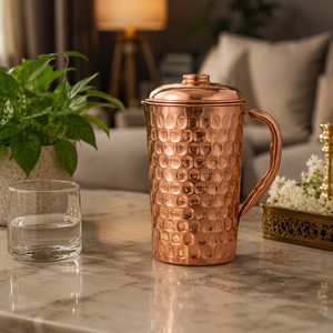 Carafe à eau en laiton massif avec poignée, carafe décorative en métal gravée à la main pour la maison, la salle à manger, l'hôtel, le restaurant - Product Image 2