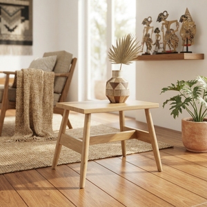 Modern Rectangular Solid Wood <b>Stool</b> Elegant A Line Frame Leg Small Bench Furniture For Rustic Living Room Decor Setup Art Design - Product Image 2