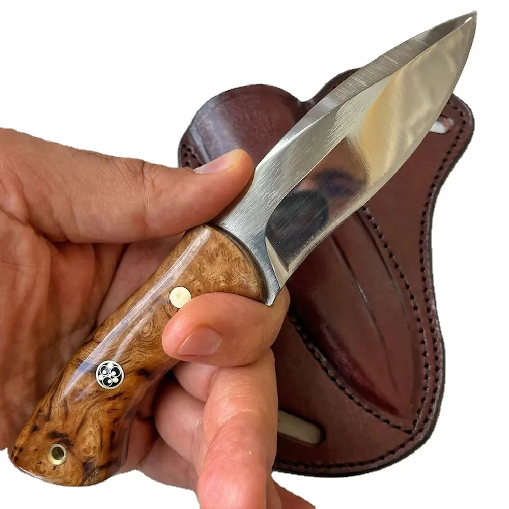 Nouveau couteau de Camping en acier à haute teneur en carbone couteau de chasse à lame fixe avec gaine en cuir noir
