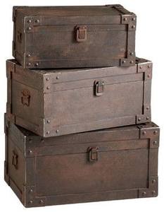 กล่องเก็บของโลหะสีเงินลายนูนพร้อมสายรัดฝาสองชั้นสำหรับพื้นที่ที่ได้รับแรงบันดาลใจจากวินเทจและการเดินทาง - Product Image 2