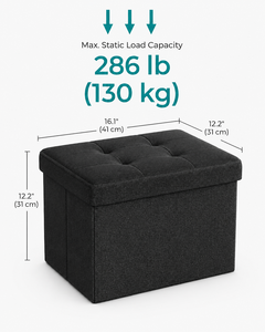 Black Fabric Storage Ottoman with Tufted Lid for Living Room Home Furniture - Product Image 2