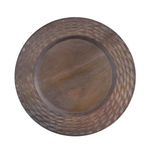 จานไม้กลมสำหรับเสิร์ฟ งานแฮนด์เมด ลายสลักแบบวาบิซาบิ ลายเรียบง่าย - Product Image 6