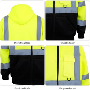 High Visibility Safety Jacket Class 2 <b>Yellow</b> with Reflective Stripes and Pockets Waterproof Workwear - Product Image 3