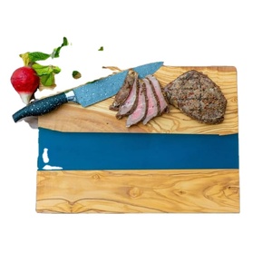 Planche à découper époxy en bois d'olivier et résine faite à la main de haute qualité taille personnalisée, planche de cuisine multifonction colorée - Product Image 2