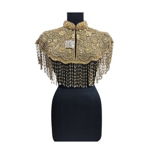 Hot Sale 100% Cotton Beaded Sequin Embroidered Cape Floral Pattern Fringe Fancy <b>Lace</b> for Party Dresses Elegant Luxury Good Price - Product Image 1