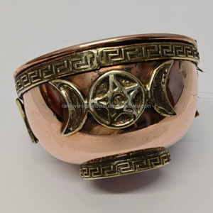 Cuenco de Cobre Hecho a Mano, Ecológico y Duradero, con Pentáculo, para Ofrendas, Cuenco para Ahumar, Quemador de Incienso Wiccan Triple Luna, Primavera Verano - Product Image 6