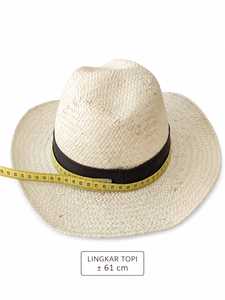Chapeau de cowboy TOPI fait main en paille naturelle à large bord, style western, pour l'été, la plage, les fêtes, protection solaire, unisexe, broderie artisanale - Product Image 1
