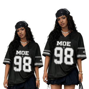 Maillot de football américain surdimensionné en maille personnalisé pour femme – Vente en gros OEM, respirant, style streetwear, fournisseur de hauts de sport - Product Image 5