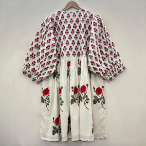 Vestido Casual Midi para Mujer, Tejido 100% Algodón, Liso, Manga Corta, Cintura Imperio, Estilo Babydoll, Cuello en V, Holgado, Funcional - Product Image 3