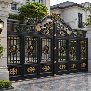 Luxury Black Gold Wrought <b>Iron</b> Gate Ornate Arch Villa Main Entrance Security Gate Decorative Metal Design for Home - Product Image 3