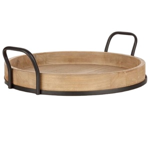 Plateau de service élégant en bois de mangue de haute qualité, meilleure vente, nouveau Design avec poignées en métal - Product Image 1