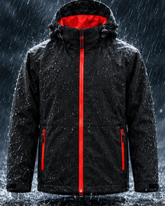 Veste coupe-vent à capuche noire pour homme, fine, imperméable, en polyester, fermeture éclair sur le devant, décontractée, pour l'hiver, coupe régulière, unie - Product Image 6