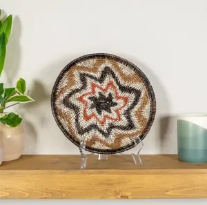 Negro rojo y marrón estrella ráfaga cesta plato ratán Boho Handwicker cesta Sudáfrica estilo Hotel artesanía