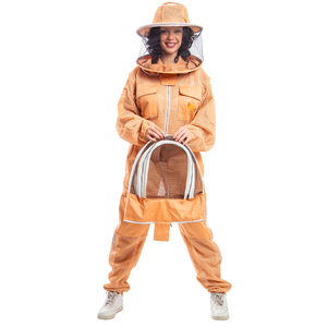 Traje de Apicultura con Doble Velo, Ajuste Regular, Resistente al Calor (100-150°C), Protección Nivel D, Costuras Reforzadas, Mangas de Poliéster, Color Arena - Product Image 2