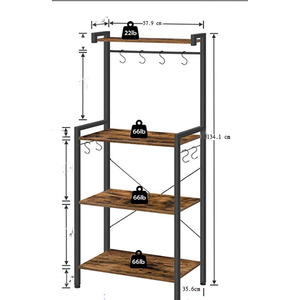 Estante de almacenamiento metálico industrial de 5 niveles con ganchos, estante de almacenamiento de acero para cocina - Product Image 4