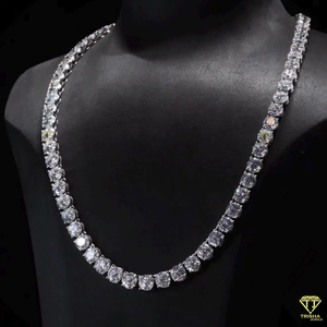 <b>Iced</b> Out Tennis <b>Chain</b> VVS1 Quality Round Moissanite Diamond in 925 Sterling Silver passes Diamond Tester Unisex Tennis - Product Image 1