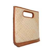 Sac à main tissé à la main avec garniture en cuir pour femmes |   Sac à main en matière naturelle écologique |   Pochette de plage estivale